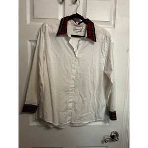 VTG Bechamel Womens 14 Blouse Dress Shirt Flannel Collar‎ Trim Shoulder Pads